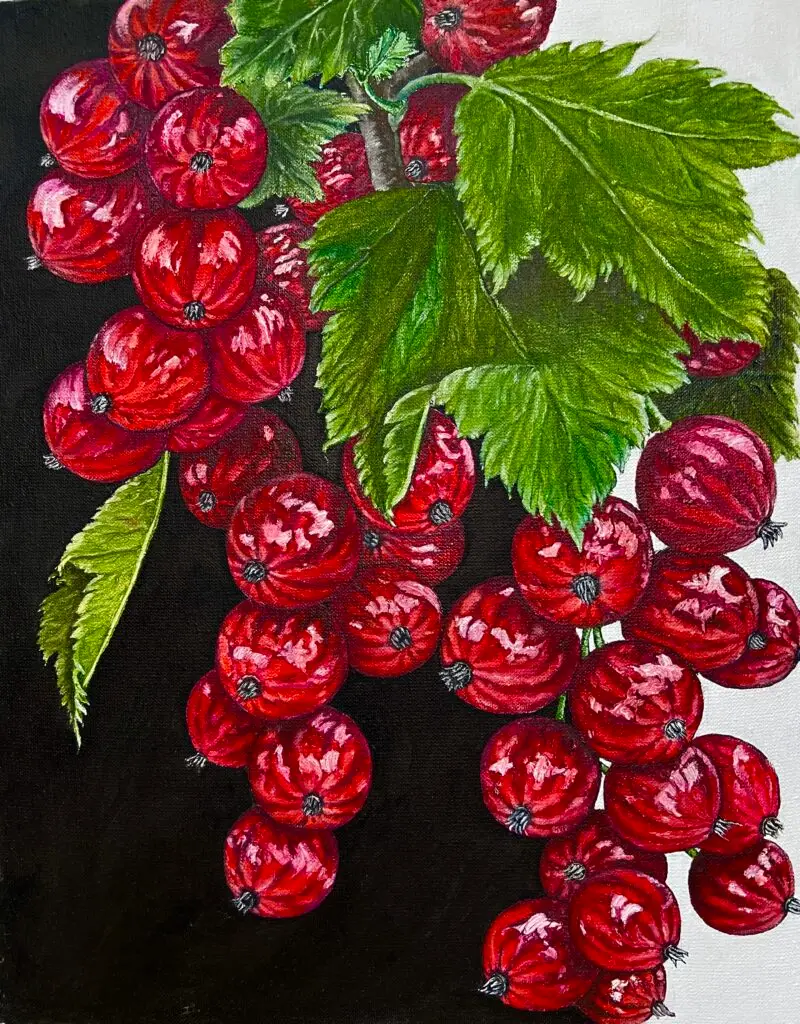 Червона смородина — картина олією Наталі Кохніченко | Red currants, oil painting by Natali Kokhnichenko