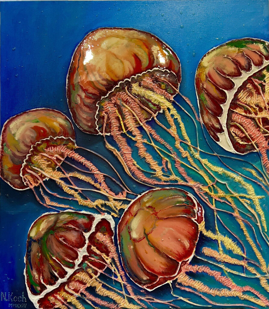 Медузи — картина олією Наталі Кохніченко | Jellyfish, oil painting by Natali Kokhnichenko