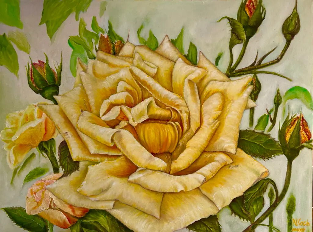 Жовті троянди — картина олією Наталі Кохніченко | Yellow roses, oil painting by Natali Kokhnichenko